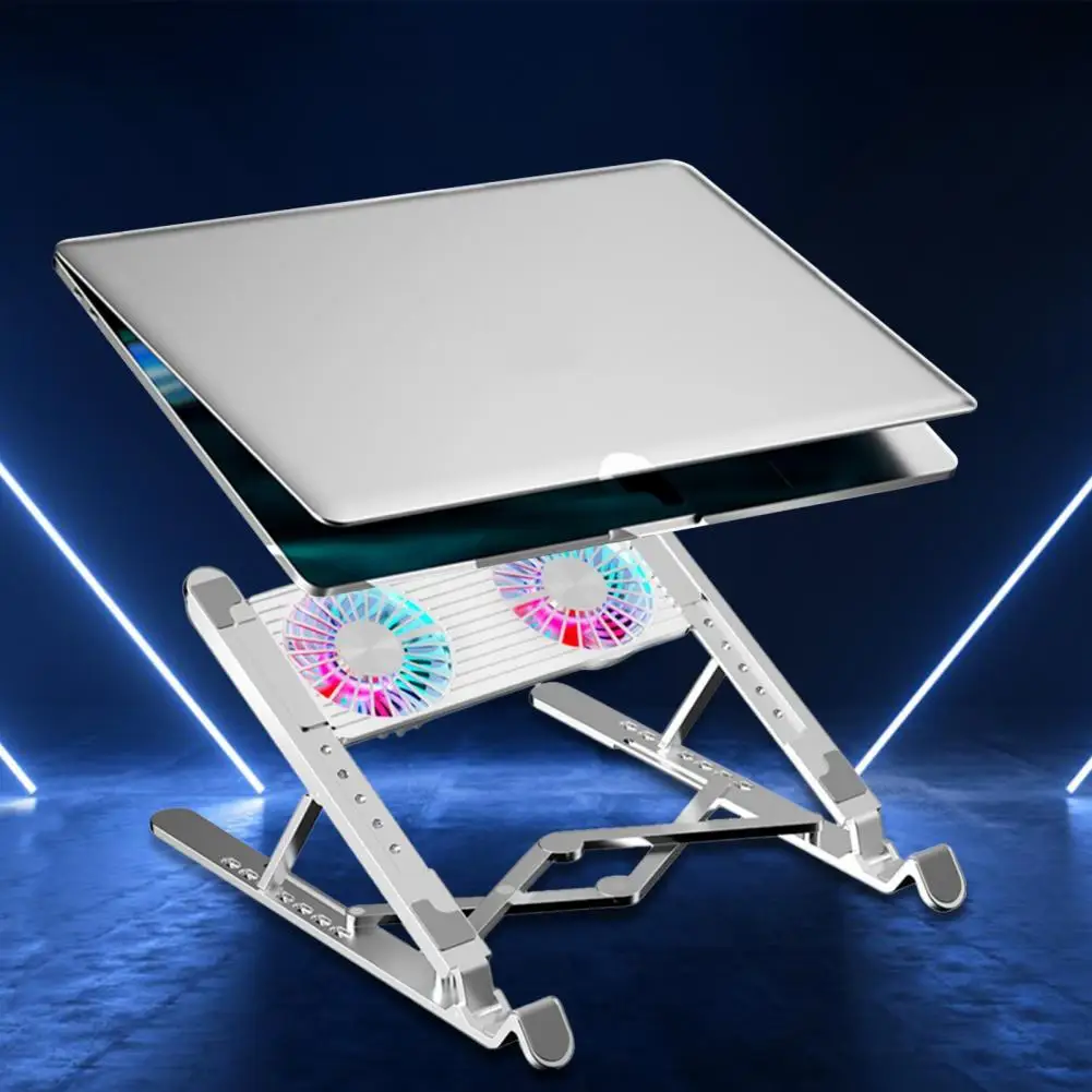 Silent Operating Laptop Stand Adjustable Laptop Cooling Pad with Quiet Fans Rgb Lights Aluminum Alloy Stand for Pc Accessories