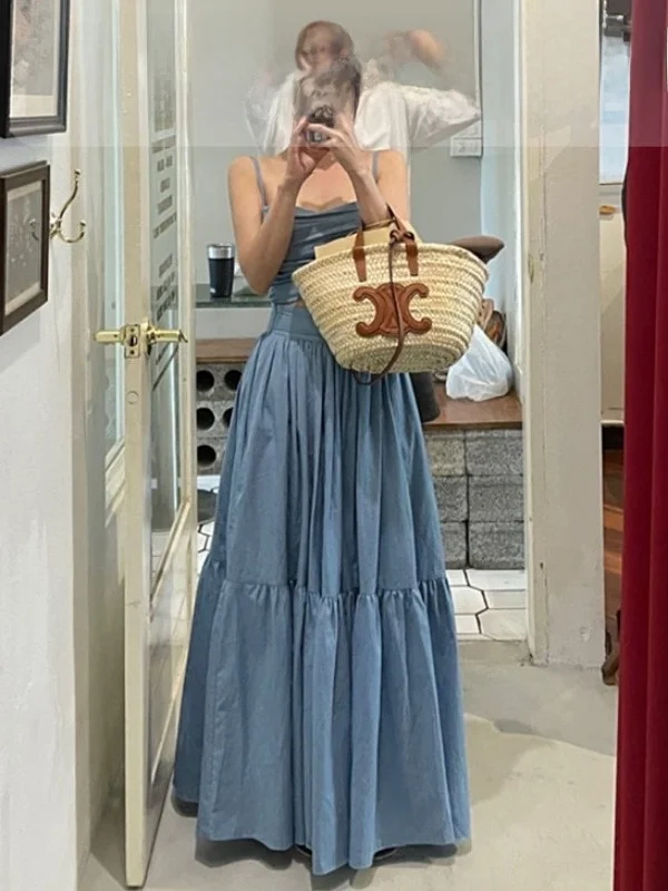 

Шикарный комплект майки V-Ne ort и юбки с высокой талией, женский комплект Faion Commute Sle, стандартный крой, средняя мягкая ткань