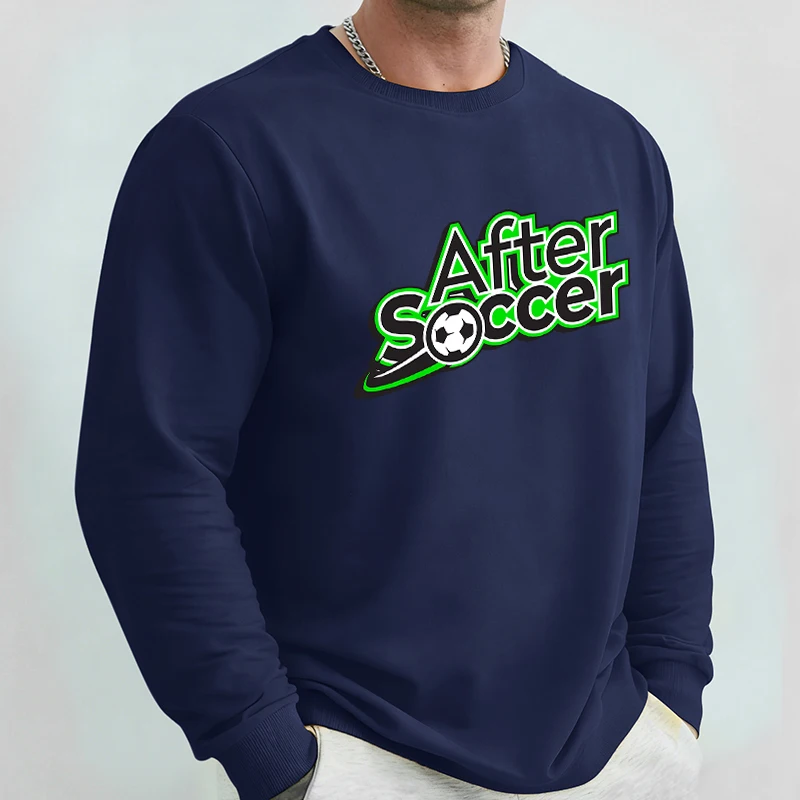 

После футбола с буквенным принтом, удобные свободные топы, мужские зимние толстовки в стиле хип-хоп, повседневные толстовки с круглым вырезом, базовые мягкие пуловеры унисекс