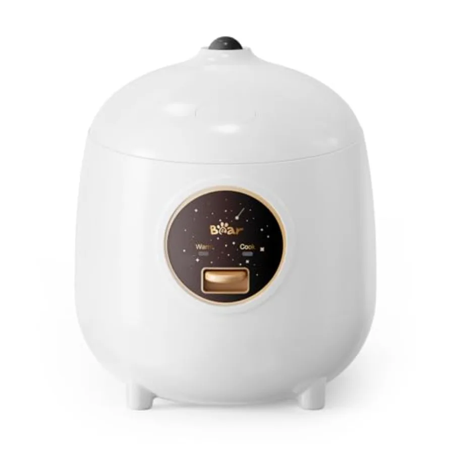 

Bear Mini Rice Cooker 2 Cups Uncooked, 1.2L Portable Non-Stick Small Travel Rice Cooker, BPA Free, One Button to Cook and Keep