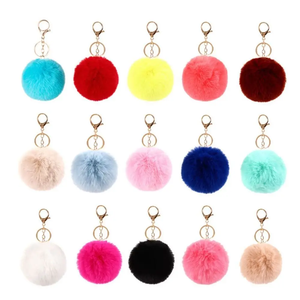 8cm Faux Otter Rabbit Fur Ball Keychain Plush Ball Pendant Women Bag Hanging Charms Car Keyring Fashion Jewelry Gift