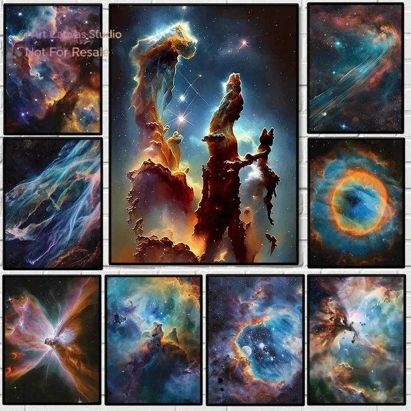 Interstellar Sci-fi Nebula Poster Outer Space Hubble Telescope Astronomy Constellation Canvas Painting Wall Art Room Home Dec