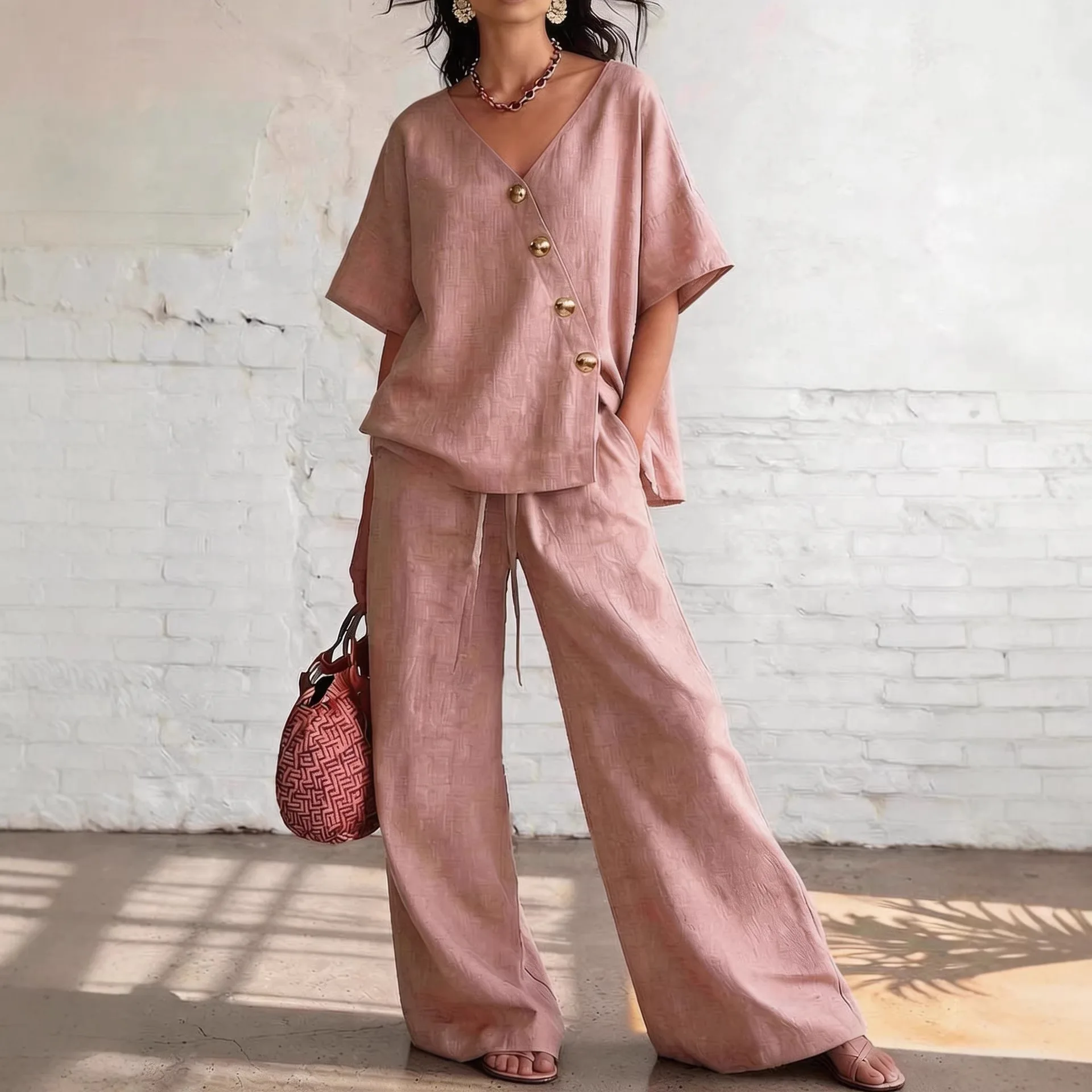 Conjunto de dos piezas de lino - Short Linen Drawstring reseña y precio