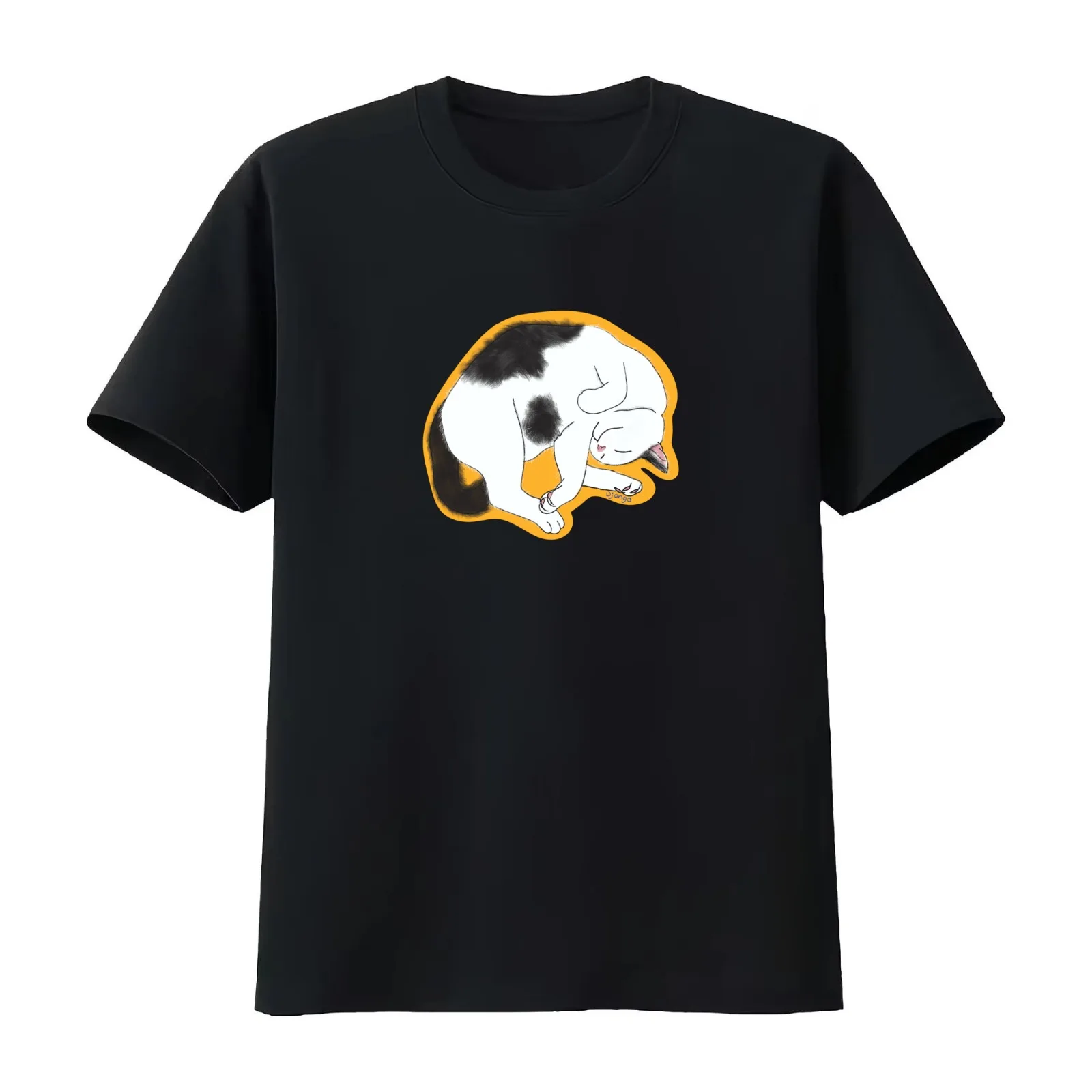 Django the Black and White Cat T-Shirt Summer Casual Cotton Tee Oversized Streetwear Tops Vintage Graphic Print 100% Cotton