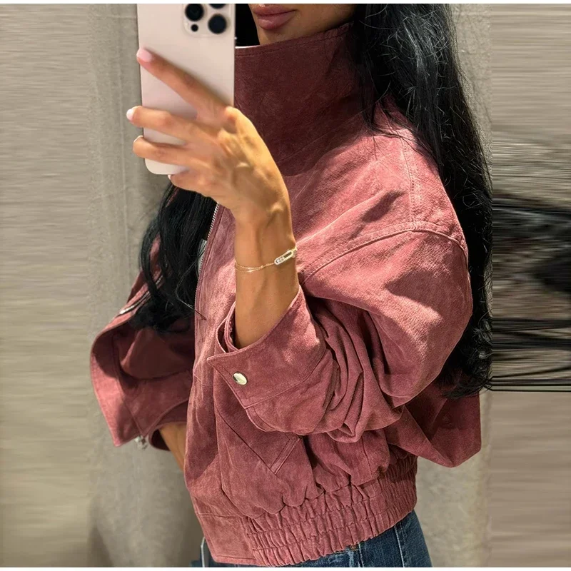 Damen Spitzen-Blazer-Jacke mit V-Ausschnitt, langen Ärmeln und Schnürung an der Taille, kurzer Mantel, Herbst 2026, High-Street-Oberbekleidung – Detail 1