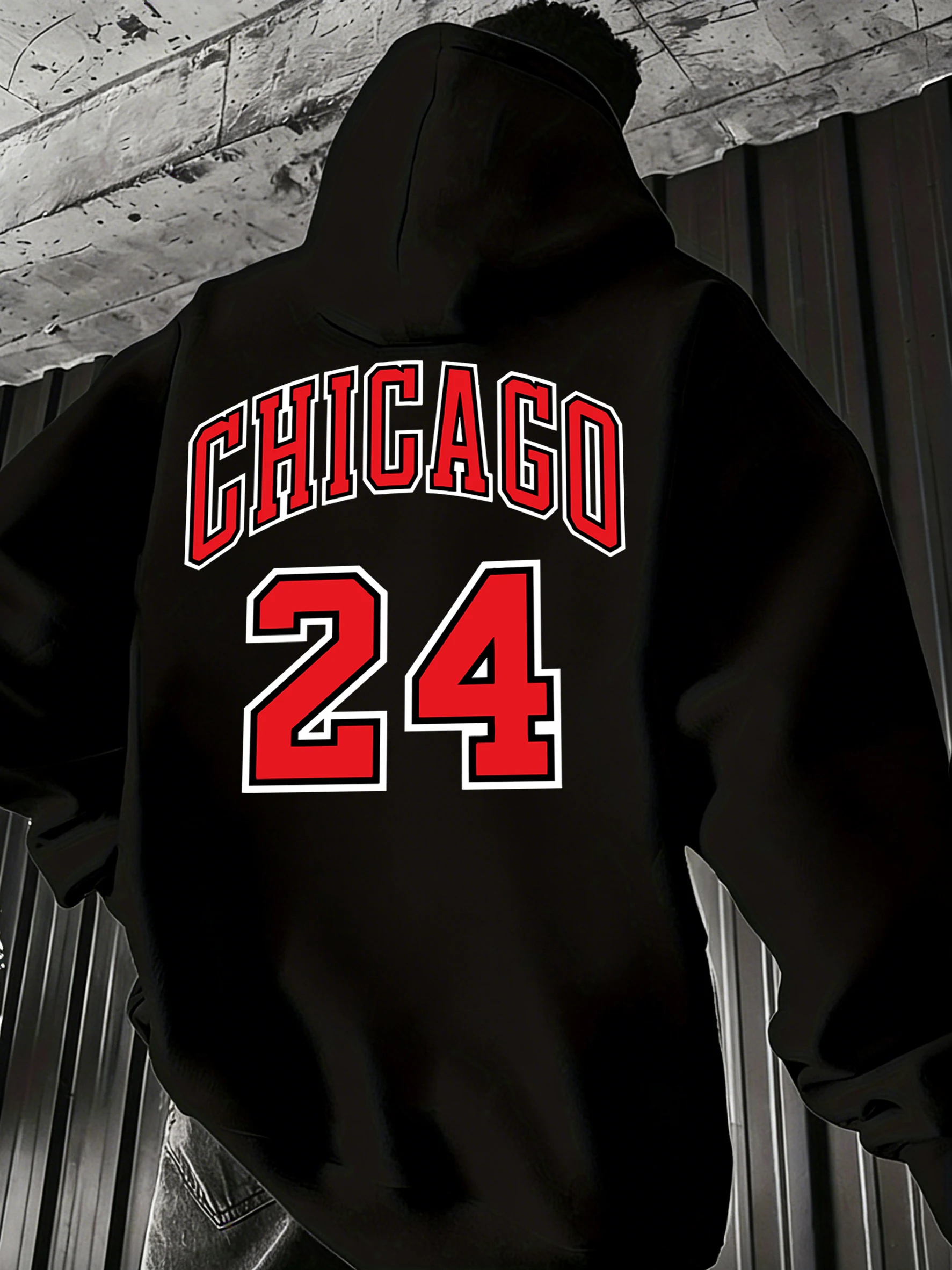 

Мужские худи с принтом «Чикаго №24», свободные флисовые толстовки с карманами, удобная осенняя повседневная уличная одежда