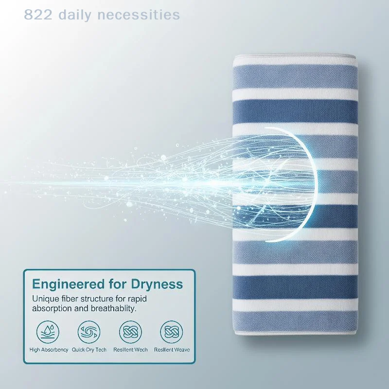 

Thick Striped Microfiber Bath Towels 2 Pack High Absorbent Soft Comfortable Towels for Bathroom Shower Beach Swimming Gym