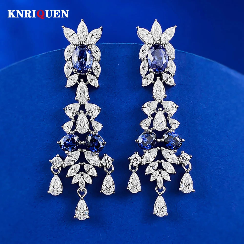 

Charms 925 Sterling Silver 1ct Tanzanite Drop Dangle Earrings for Women Gemstone Diamond Wedding Party Fine Jewelry Lady Gifts