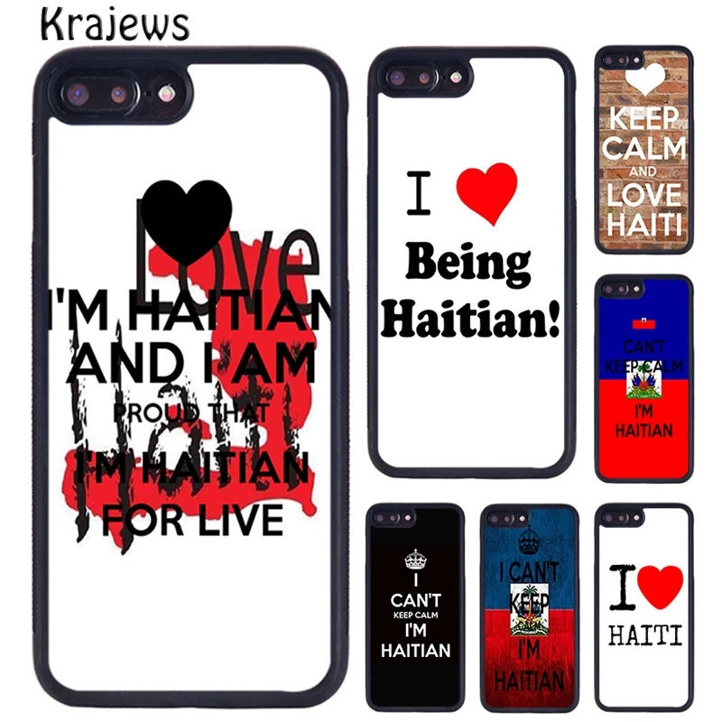 Krajews Keep calm I'm Haitian Haiti Flag Phone Case Cover For iPhone 16 15 14 plus XR XS 11 12 13 pro max coque