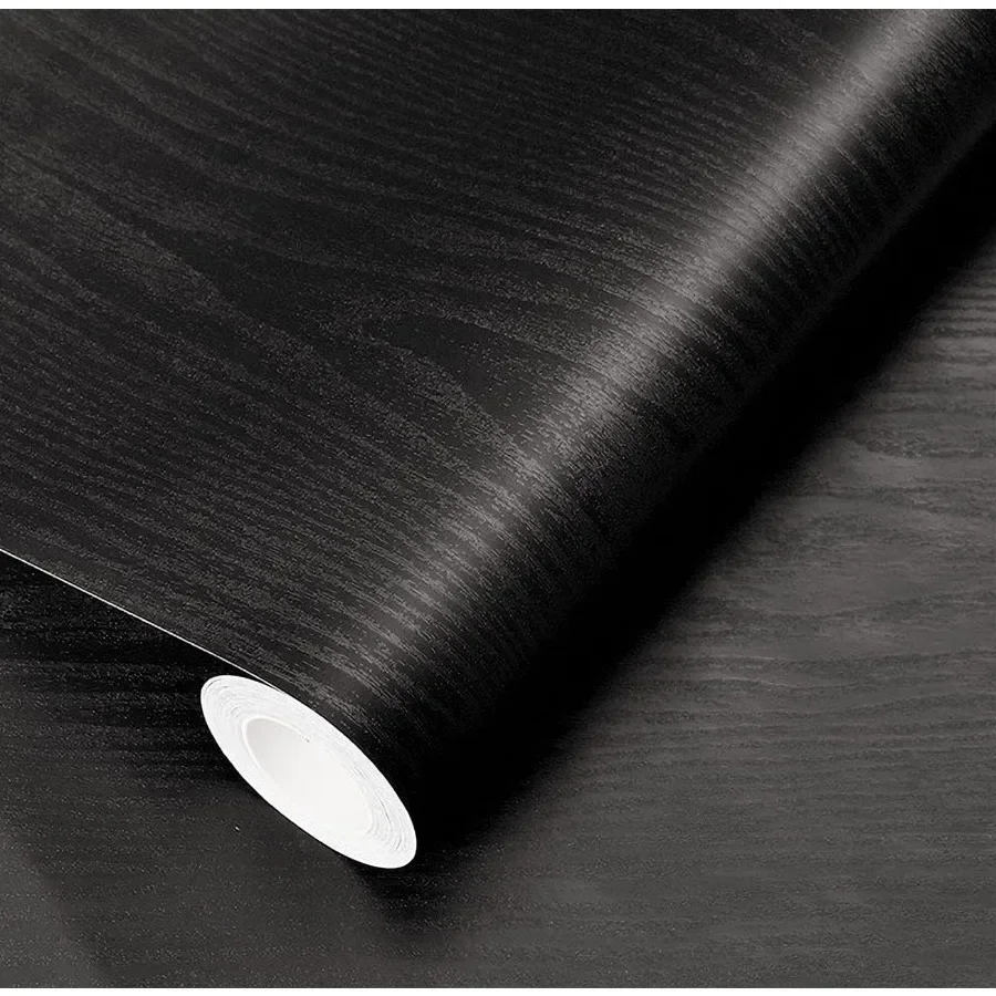ورق جدران من الخشب الأسود قابل للتقشير واللصق، ورق اتصال ذاتي اللصق قابل للإزالة لأثاث كونترتوب وخزانة المطبخ من الفينيل #1