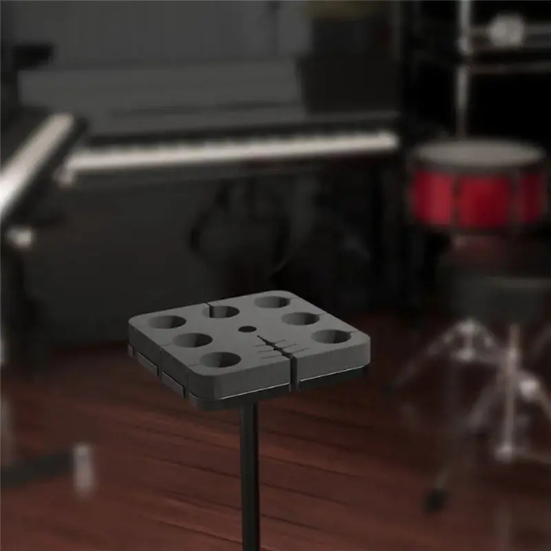 Multi-Microphone Holder Square Tray With Cable Slots Holds Up To 7 Mics For Stage For Organize And Display-Y41A