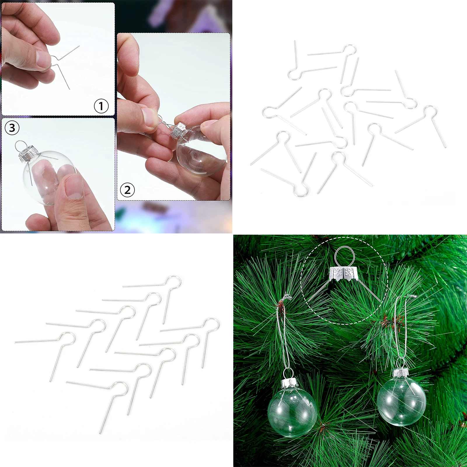 50Pc Christmas Ornament Metal Hooks Christmas Hangers Porcelain Ceramic Glass Christmas Ornament for Christmas DIY Decor 28*22mm