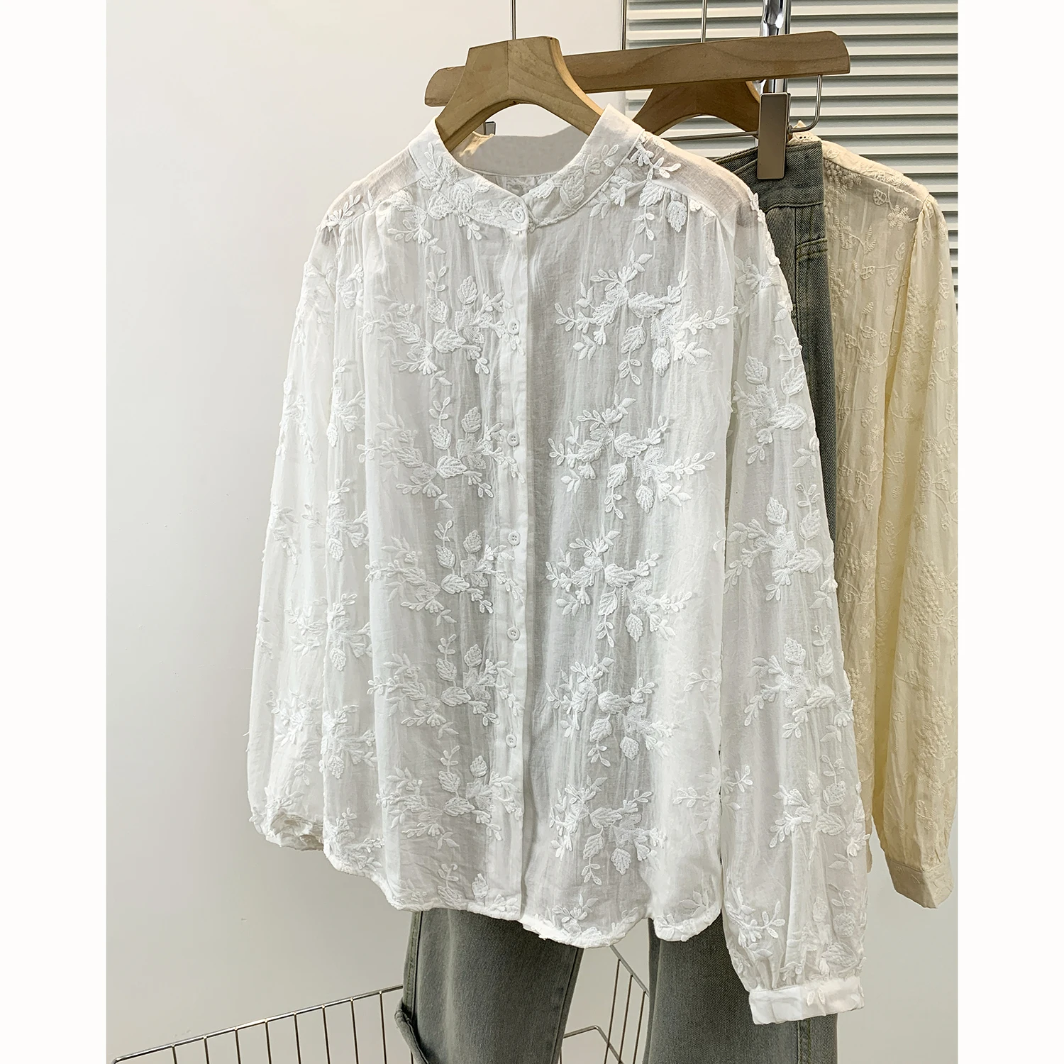 

Женская утягивающая солнцезащитная накидка из чистого хлопка с вышитыми 3D цветами, художественная универсальная подставка C...