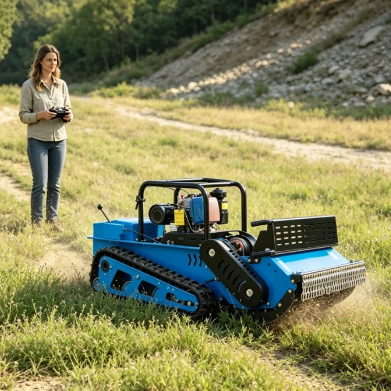 Customized Durable Diesel Lawn Mower Tracked Remote Control Low Noise Long Service Life CE EPA Approved Thick Blades