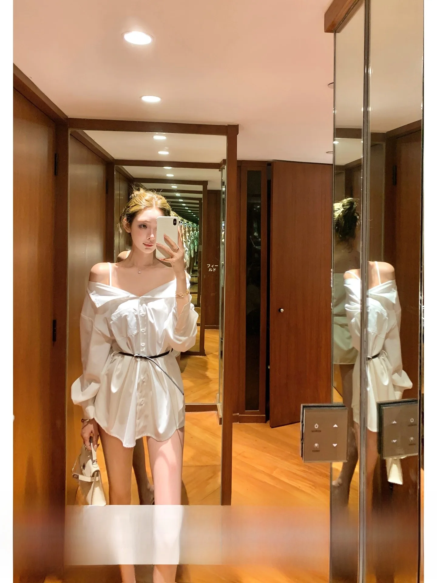 

YOLI White One-Shoulder Shirt Women's Spring Casual Style Slimming Top Breathable Comfortable Nylon Rayon Blend Long Sleeve