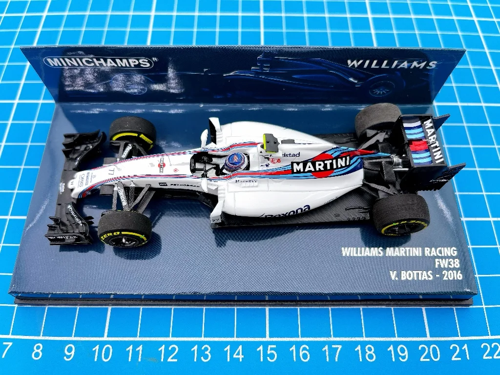 Minichamps Valtteri Bottas Simulação Edição Limitada Resina Metal Car, Modelo estático, Toy Gift, 1:43, F1, FW38, 2016