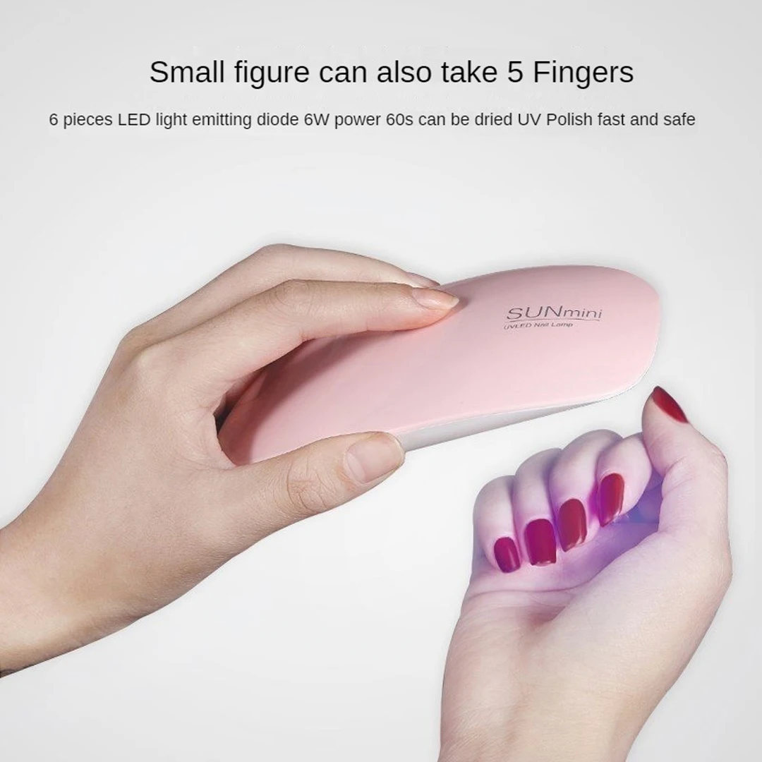 Mini secador de unhas portátil com cabo USB, luz UV LED, lâmpada de manicure doméstica, gel baseado manicuring unha ferramenta, 6W