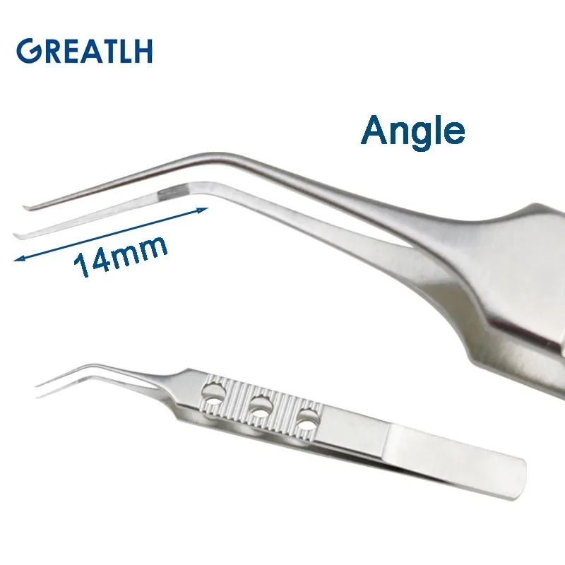 Capsulorhexis Tweezers Stainless Steel Titanium Alloy Autoclavable Ophthalmic Forceps Curved Angle Type Ophthalmic Instrument