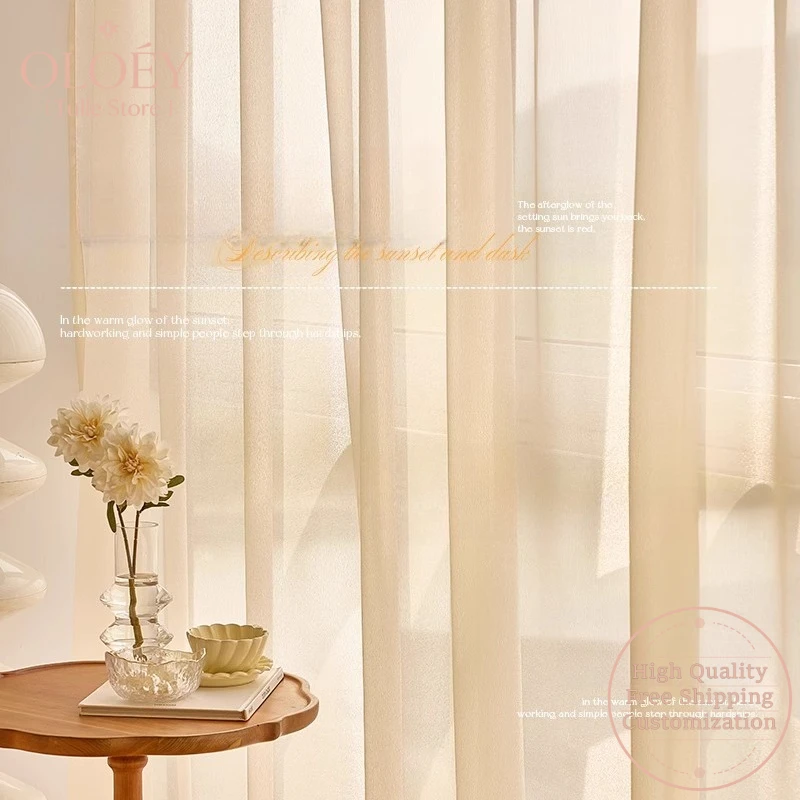 

Tulle Curtains for Living Room Bedroom Balcony Light Filtering Privacy Protection Sun Heat Insulation Hook Style Window Drapes