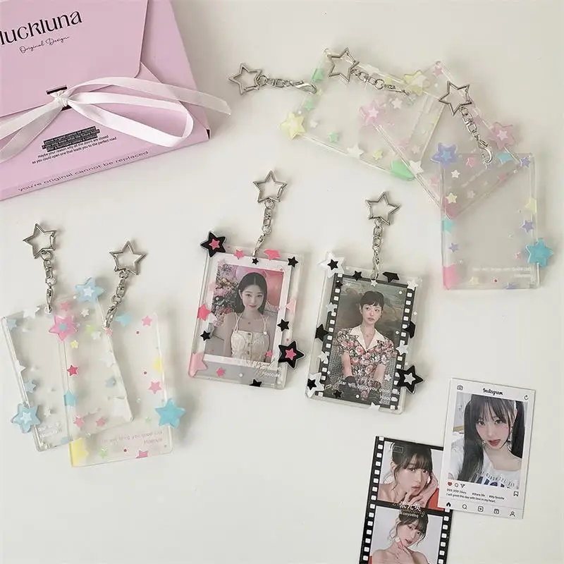 

Cute Colorful Star 3 Inch Photocard Holder - Idol Photo Storage & Display Protective Pendant Organizer | Gift for Fans