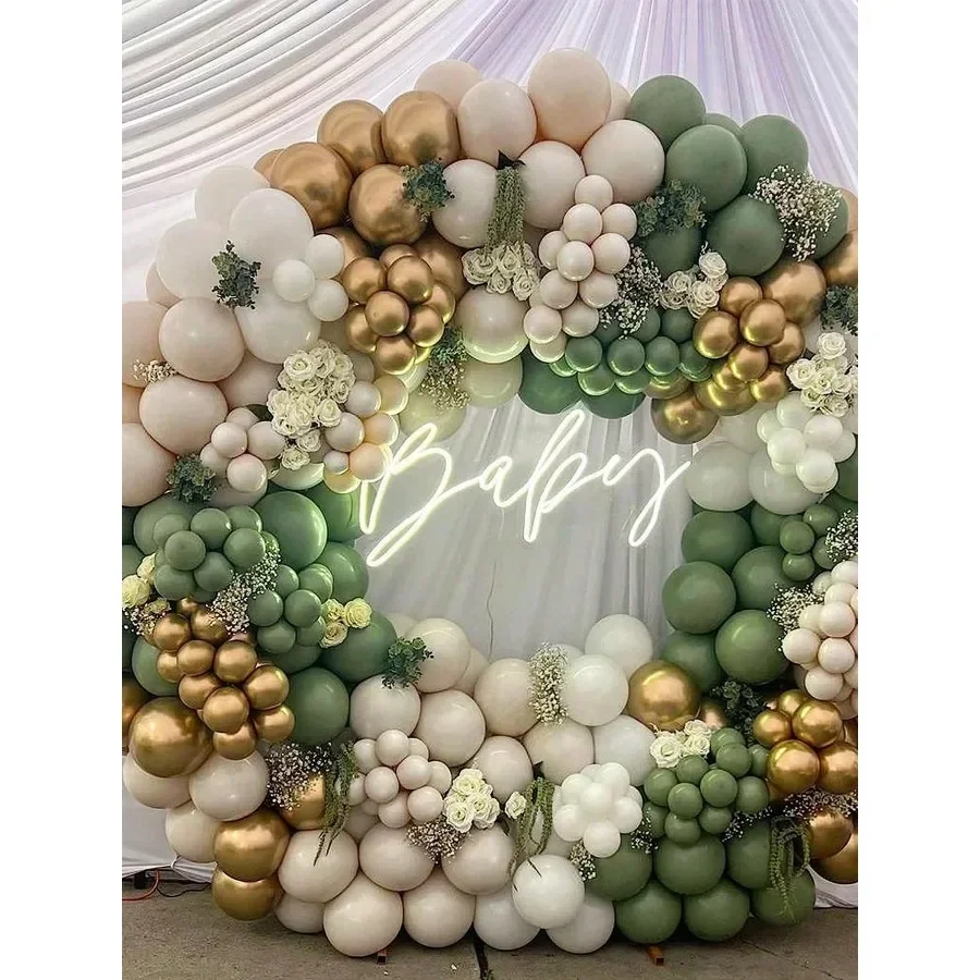 177Pcs Sage Green Balloon Garland Arch Kit Wedding Bridal &Baby Shower Bachelor Baptism Birthday Party Decorations Supplies