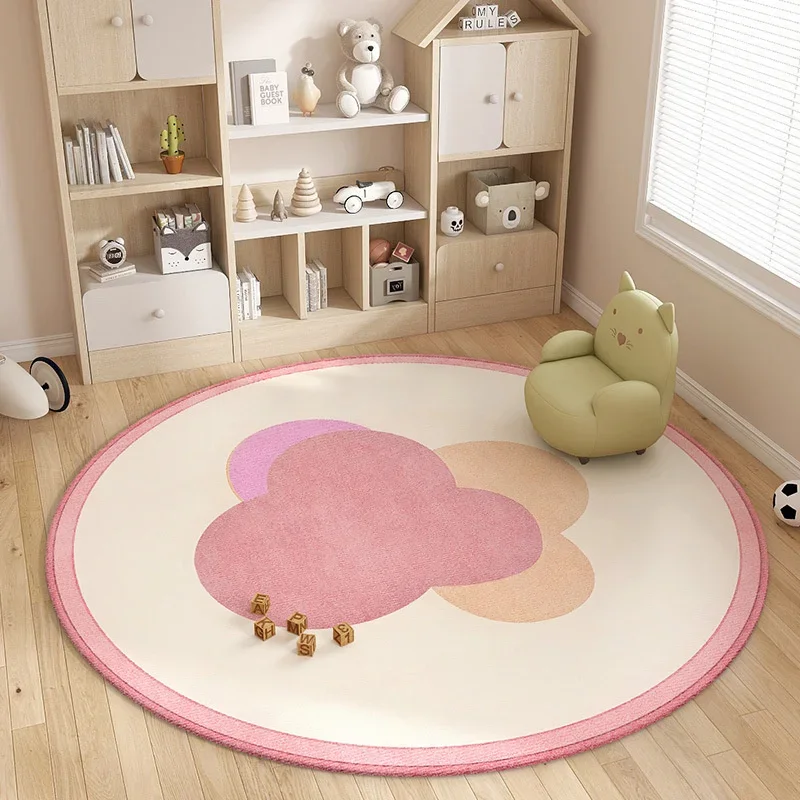 160x160cm Round Rug Plush Anti Slip Floor Mat Cute Kids Bedroom Bedside Computer Chair Cushion Living Room Washable Area Rug