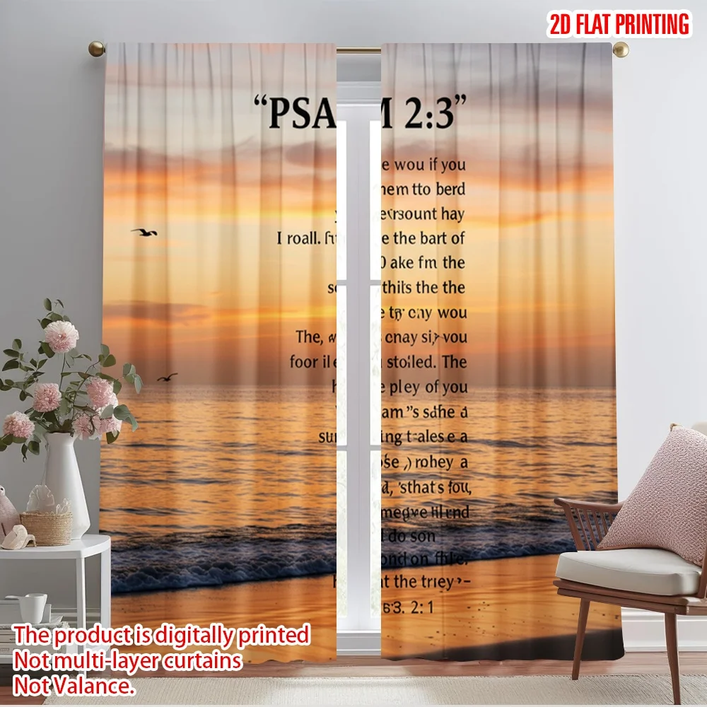 

2pcs 2D flat printing Party Curtains Lord Shepherd Green Pastures Polyester Without Electricity Festive Wall Decor Use for New