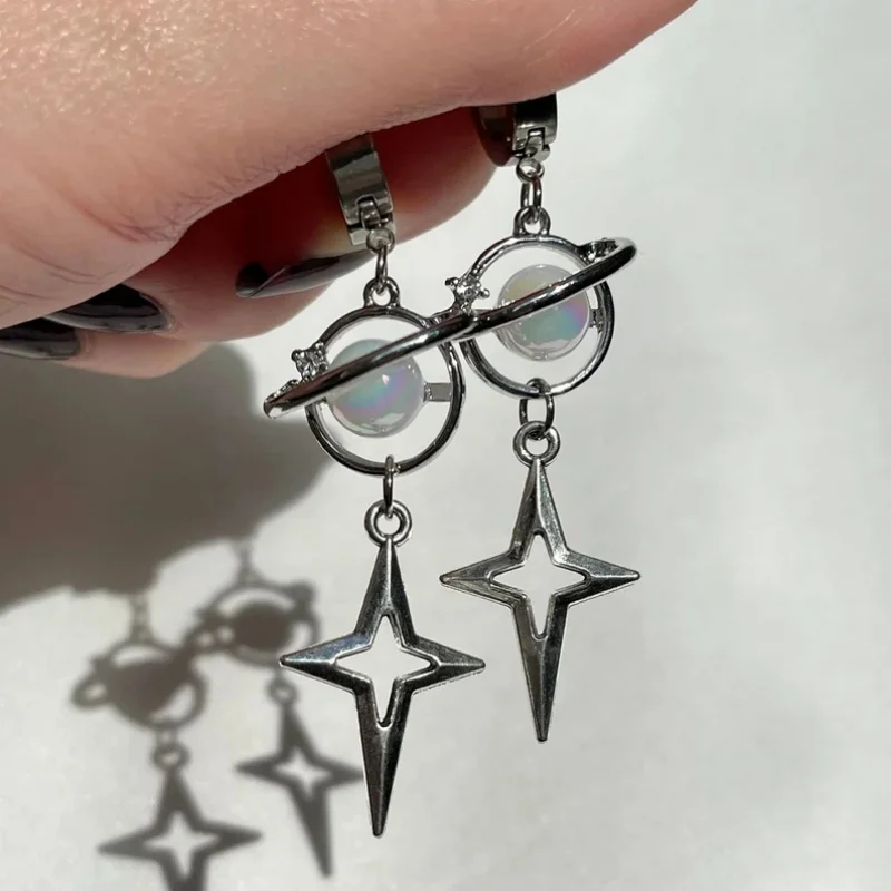 Star Protagonist Halo North Star Pendant Earrings Y2K Handmade Pendant Earrings Unique Gift