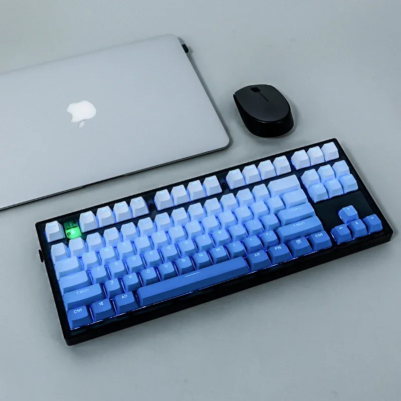 

Original color - fog blue keycap transparent PBT side engraving OEM simple gradual change 688796 keyboard mechanical