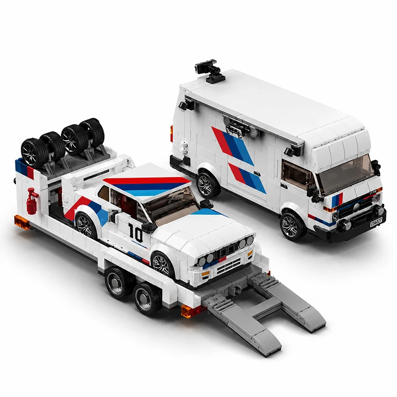 Champion Touring Cars Sets MOC Bausteine Modell Anhänger Fahrzeug Technische Bausteine Transporter LKW Van Auto Spielzeug Geschenke für Erwachsene