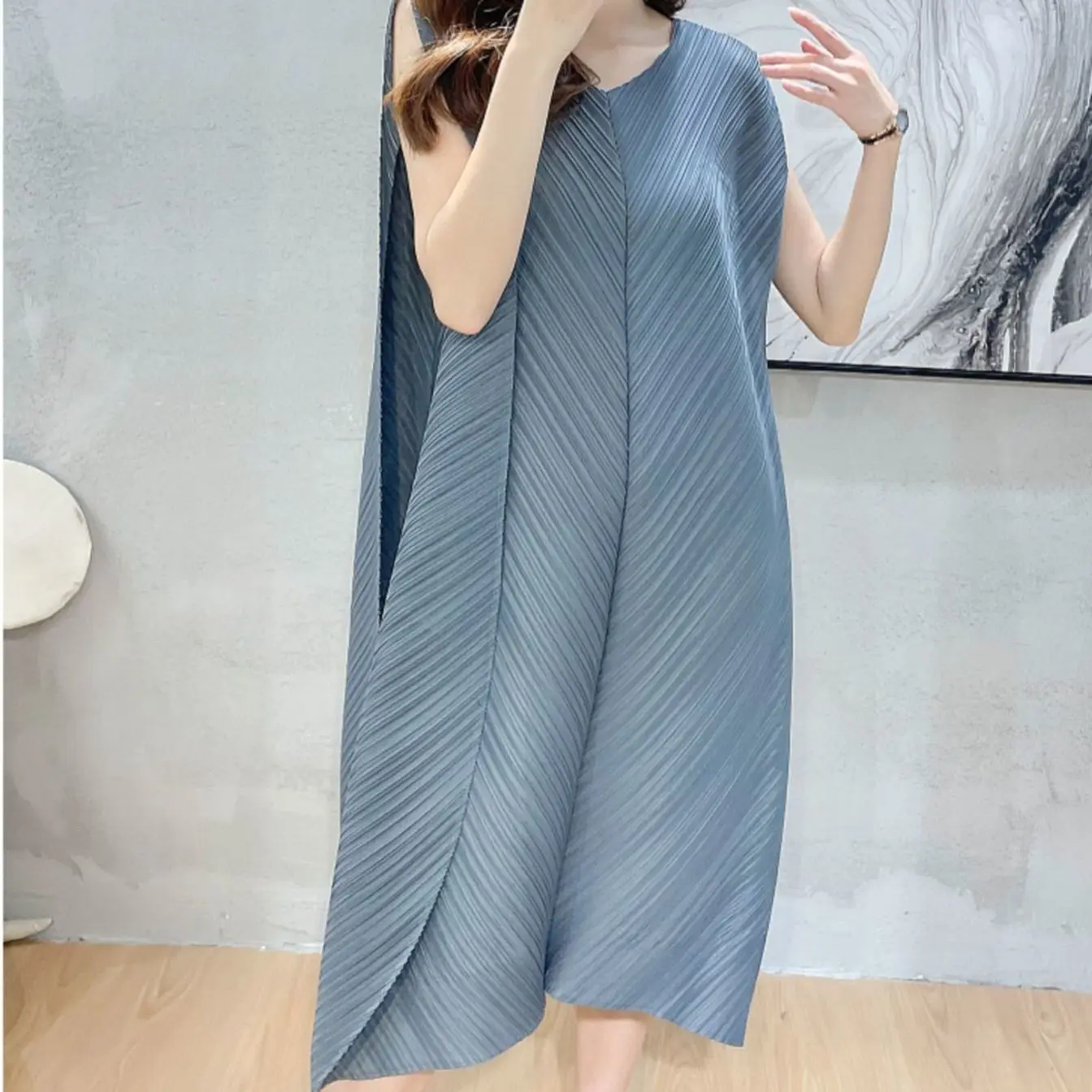 Skirt Children\'s 2023 Summer New Casual Loose Fold Solid Simple Short Sleeve Dress  vestidos elegantes para mujer