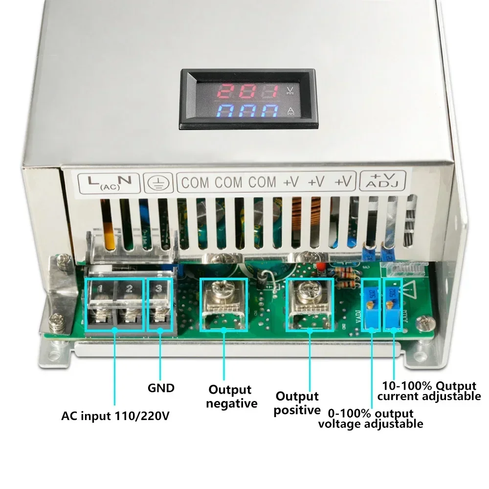 Digitaal display Verstelbare 1500W voeding 0-12V 15V 24V 27V 30V 36V 48V 60V 68V72V 85V 90V 100V 110V 150V 200V AC-DC SMPS