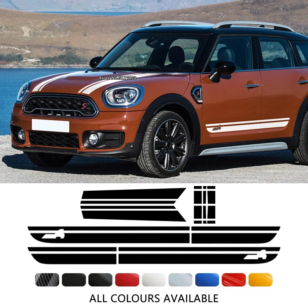 

Car Hood Decal Bonnet Band Rear Trunk Body Kit Side Stripes Skirt Sticker For Mini Countryman F60 All4 Jcw Accessories