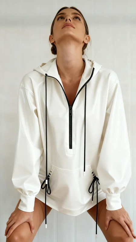 

Белое латексное резиновое верхнее пальто с капюшоном из спандекса, эластичное облегающее унисекс с длинными рукавами, модная защитная одежда