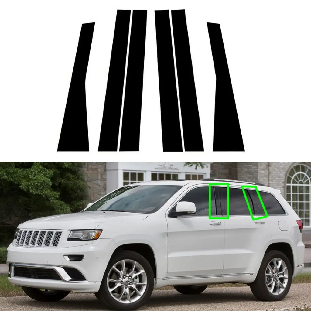 6Pcs Car Door Window Pillar Posts Trim Covers Sticker For Jeep Grand Cherokee 2011 2012 2013 2014 2015 2016 2017 2018 2019 2021