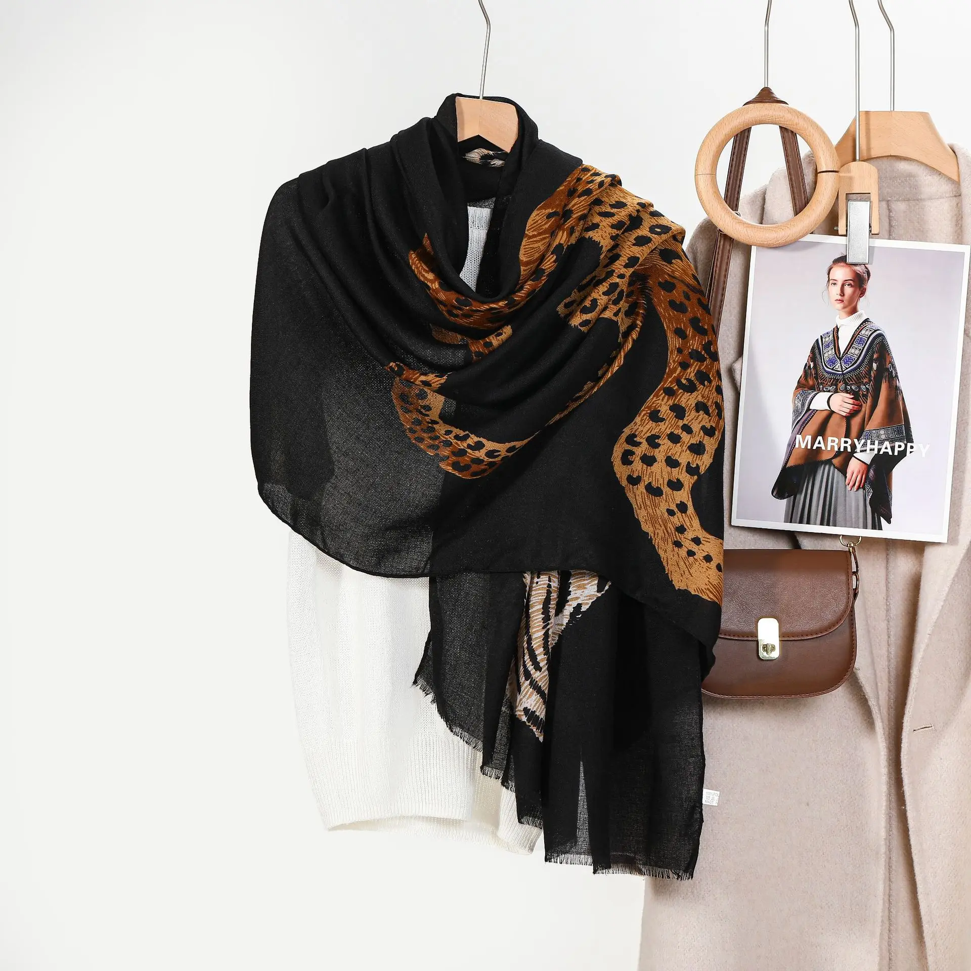 INS Style New Arrival Cotton‑Linen Feel Color‑Block Letter OM Scarf, Korean‑Stylish Fashion Travel Sun‑Protection Sheer Scarf