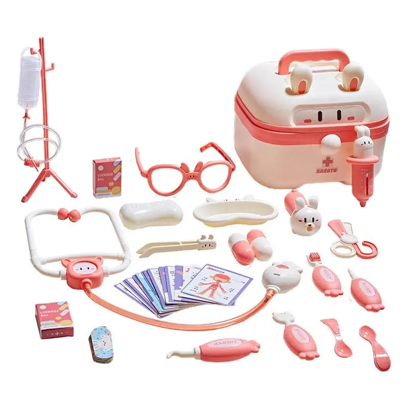 Kit de brincadeira de médico para crianças com brinquedo médico, caixa de simulação de dentista, jogo educativo para meninas, brinquedo estetoscópio para crianças