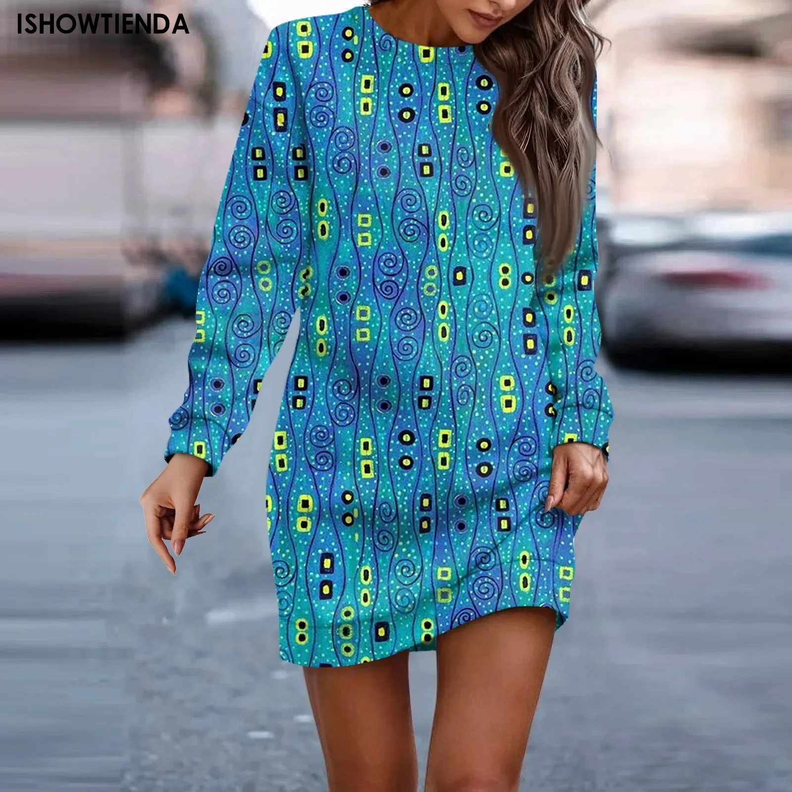 Goth Aesthetic Elegant High Necked Long Sleeved Halloween Print Dress Sexy Slim Mini Dress Fairy Halloween Dresses платье