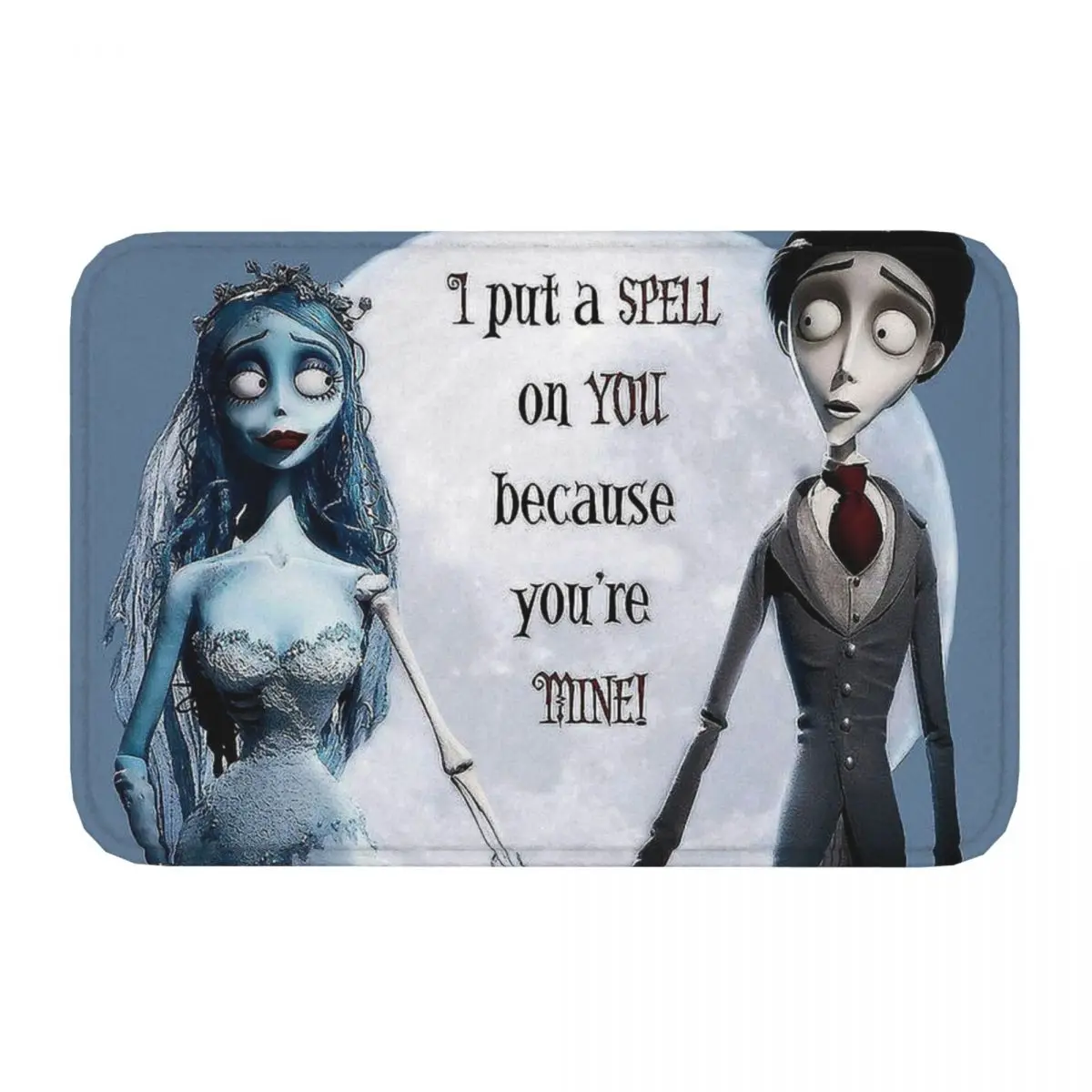 Cartoon Anime Bath Mat Halloween Love Couple Corpse Bride Doormat Kitchen Carpet Outdoor Rug Home Decoration