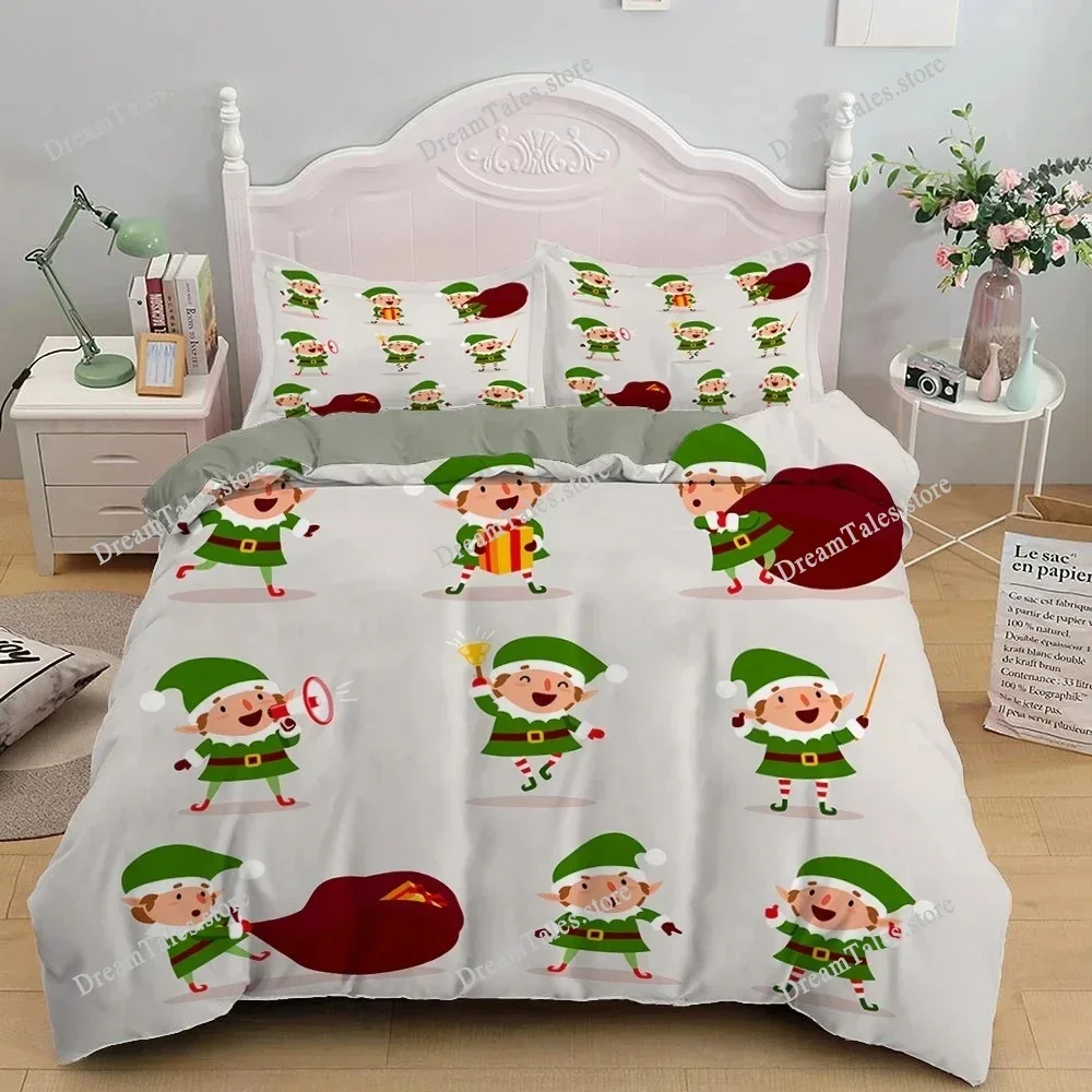 Christmas Duvet Cover Set 3D Print Cute Santa Claus Polyester Comforter Cover King Queen Size for Boy Girl Teens Bedding Set741
