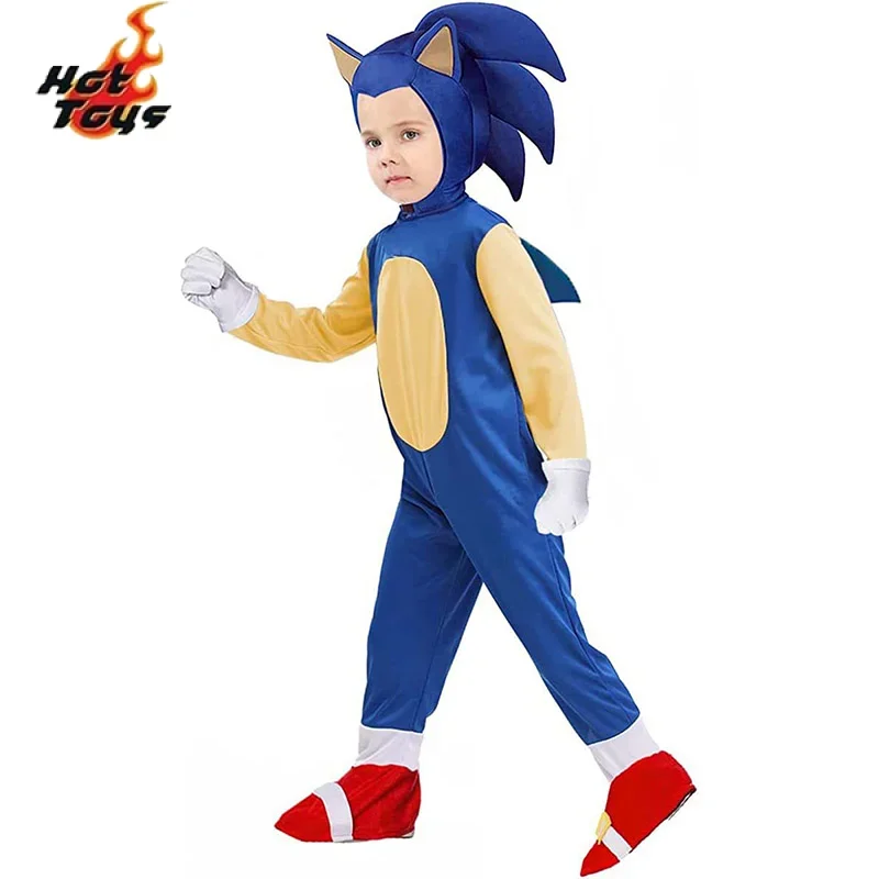 Hot Toys Anime Game Sonic Cosplay Costume Children's Hedgehog Zentai Halloween Party Performance Costume Bodysuit