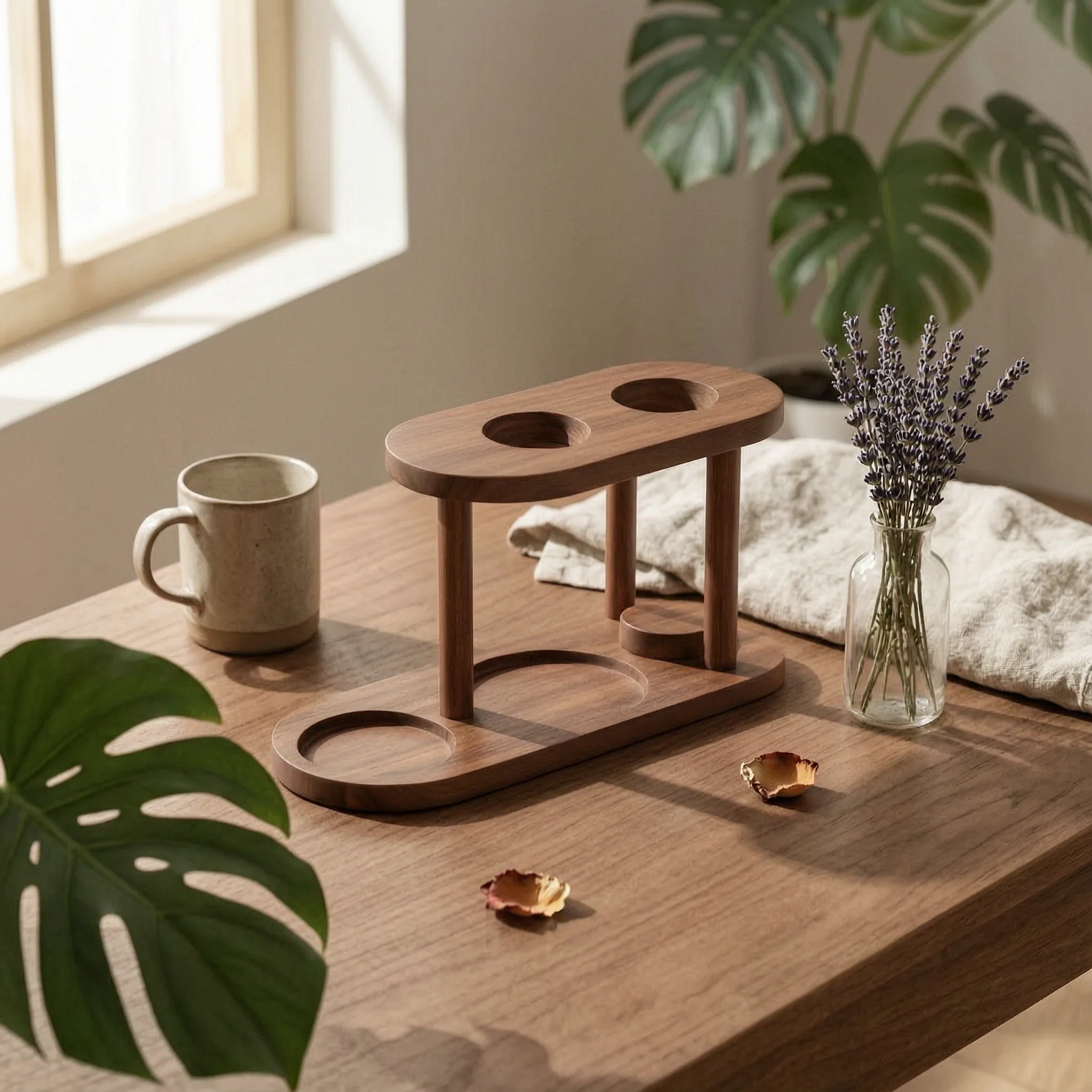 Coffee Storage Rack Wooden Coffee Organizer Stand Space-Saving Stable for Baristas, Kitchen Counter