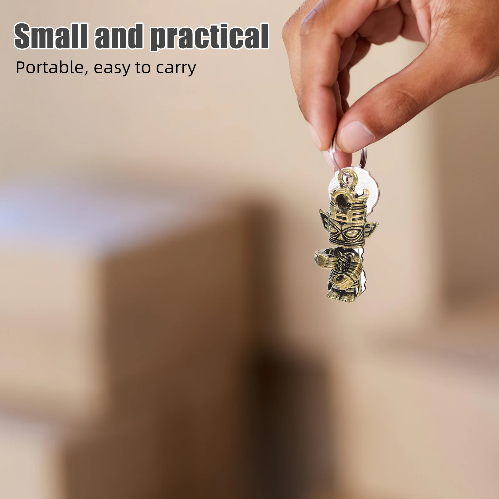 

3pcs Sanxingdui Pendant Keychain Retro Brass Car Accessories Bag Charms Vintage Jewelry Small Diy Ornament Metal