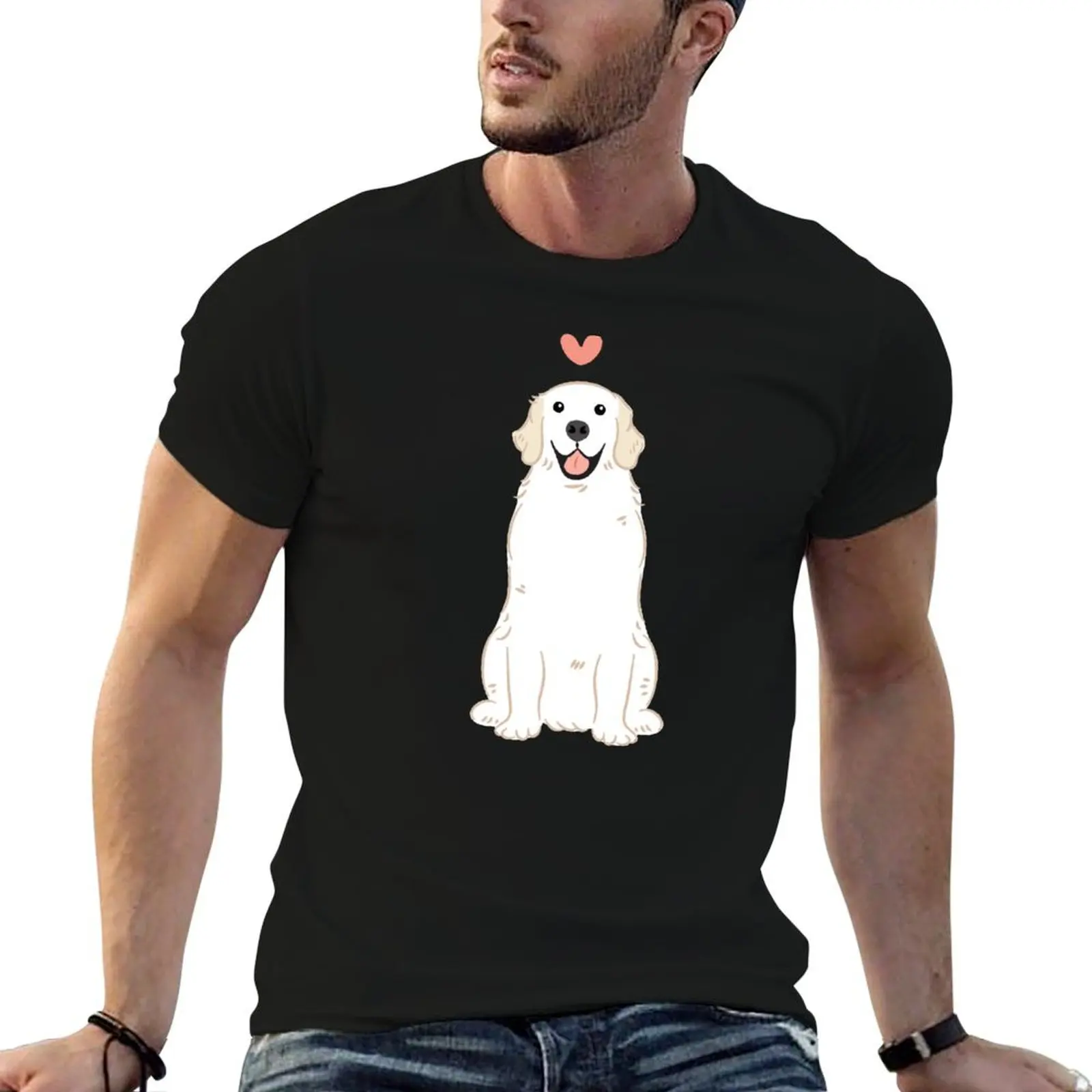 

LOVE White Cream Golden Retriever - Gray background T-Shirt t shirt man casual man t shirt luxury T-Shirt