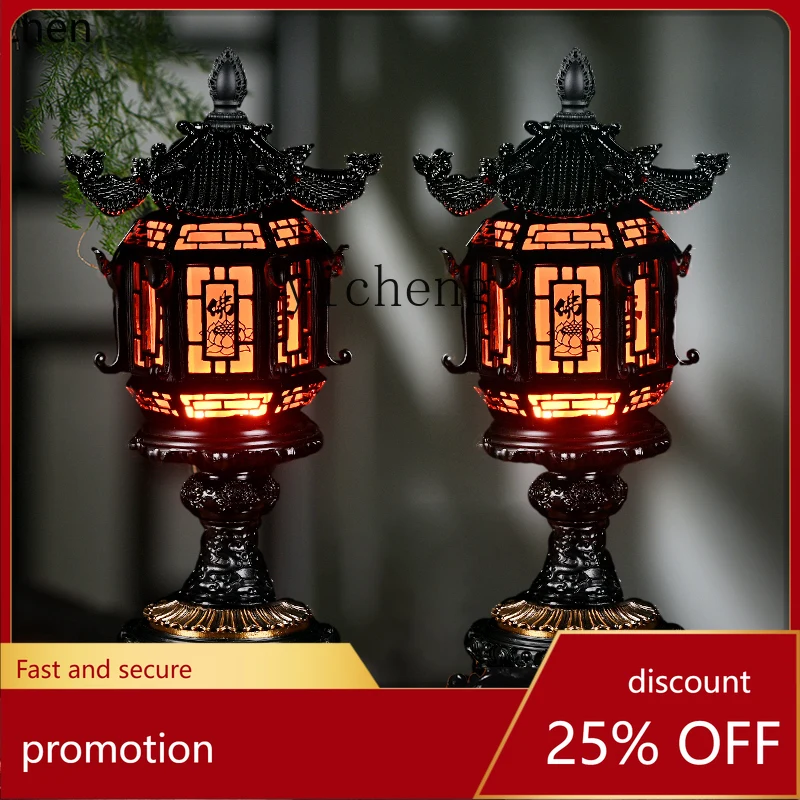 HXL Buddhist Hall Offering Table Shrine Temple Lotus Ornament Plug-in Buddha Front