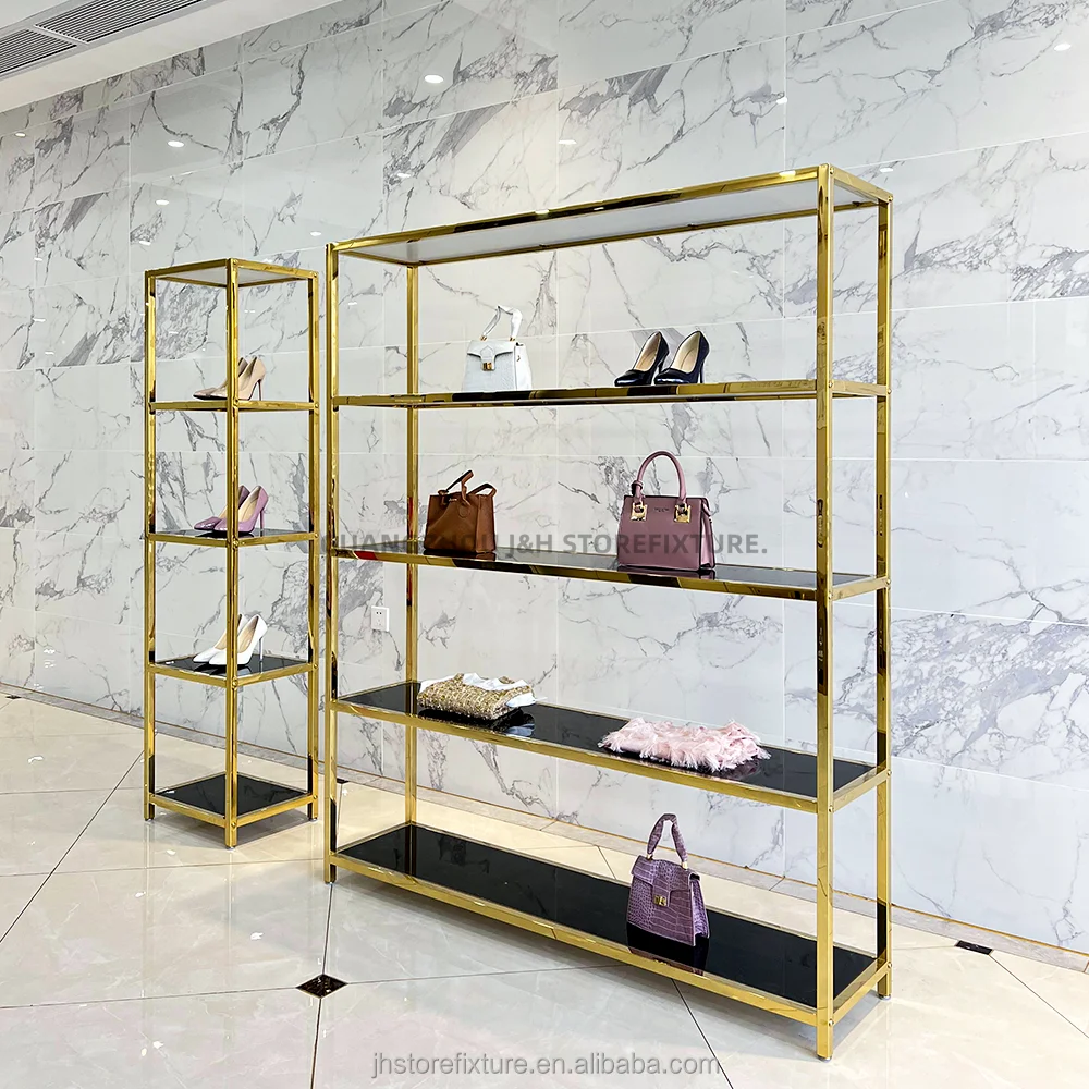 Custom.Wholesale Stainless Steel Shelf Cosmetic Retail Store Display Rack Shoe Shop Display Stands case