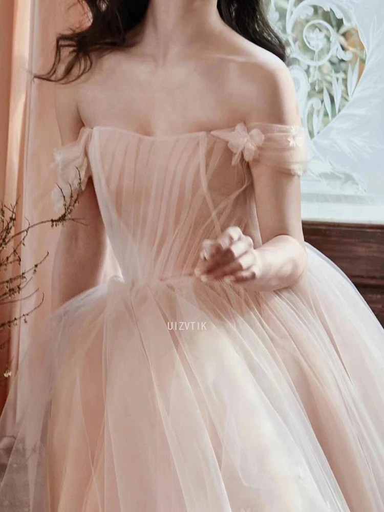 Rosa Brautkleider mit Applikationen 2025, schulterfrei, knöchellang, Abendpartykleid, maßgeschneidertes Abschlussballkleid für formelle Anlässe