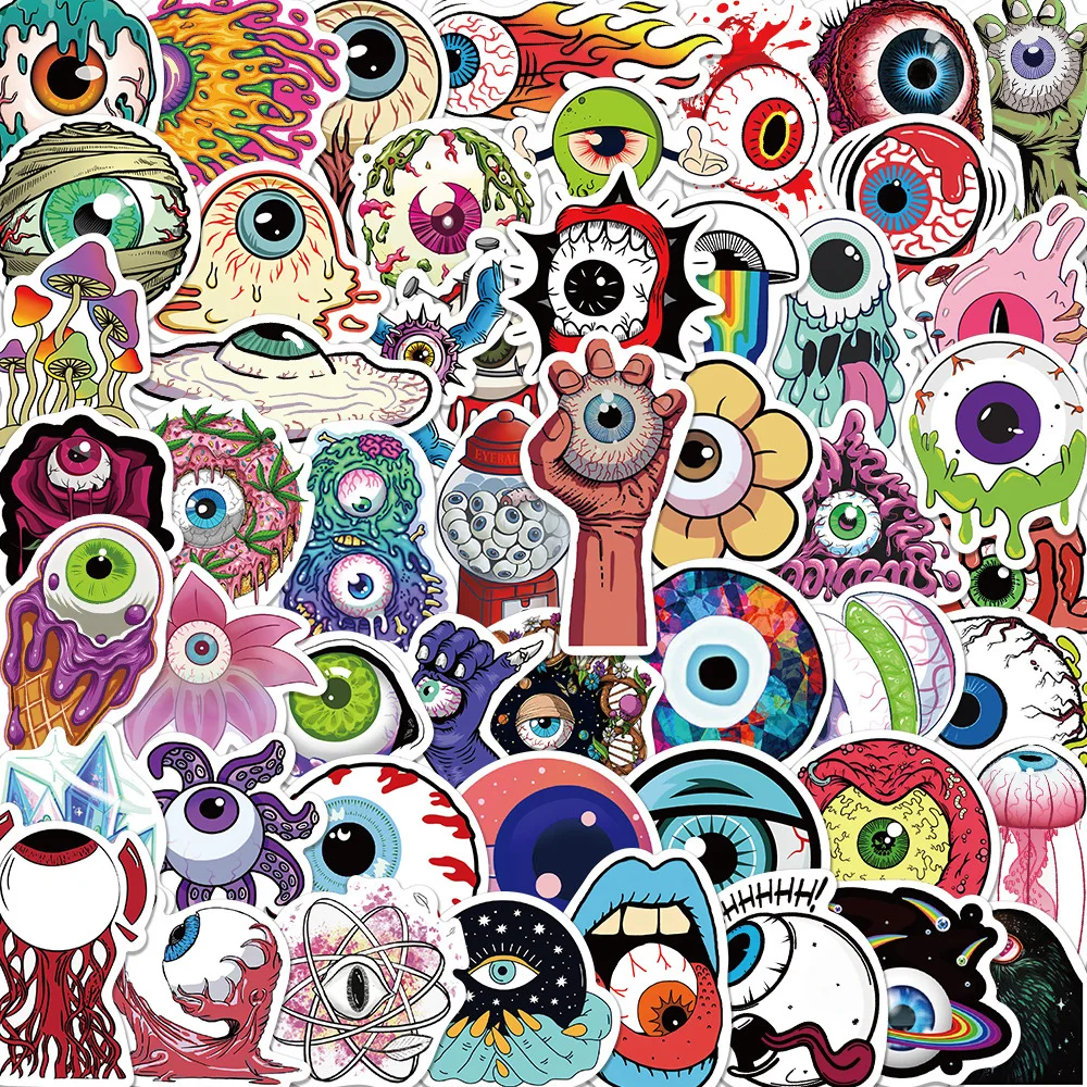 52 PCS Evil Eye Waterproof Stickers Graffiti for DIY Suitcase PC Case Laptop Bicycle Skateboard Car