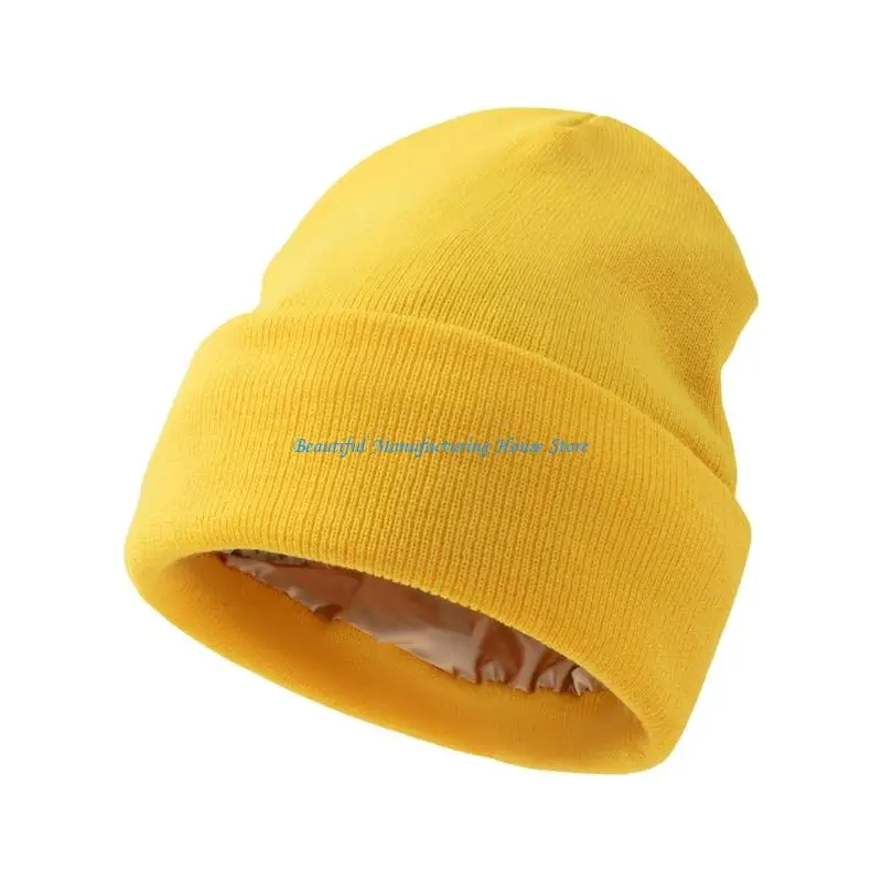 E56A Room Stretch Smooth Knit Cold Climate Hat Warm Lined