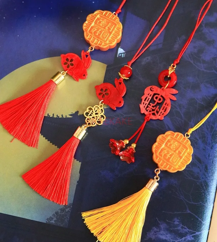 قطعة واحدة من مهرجان منتصف الخريف، سلسلة هاتف محمول صغيرة، قلادة شرابة، هدايا صغيرة للأنشطة الإبداعية المزخرفة